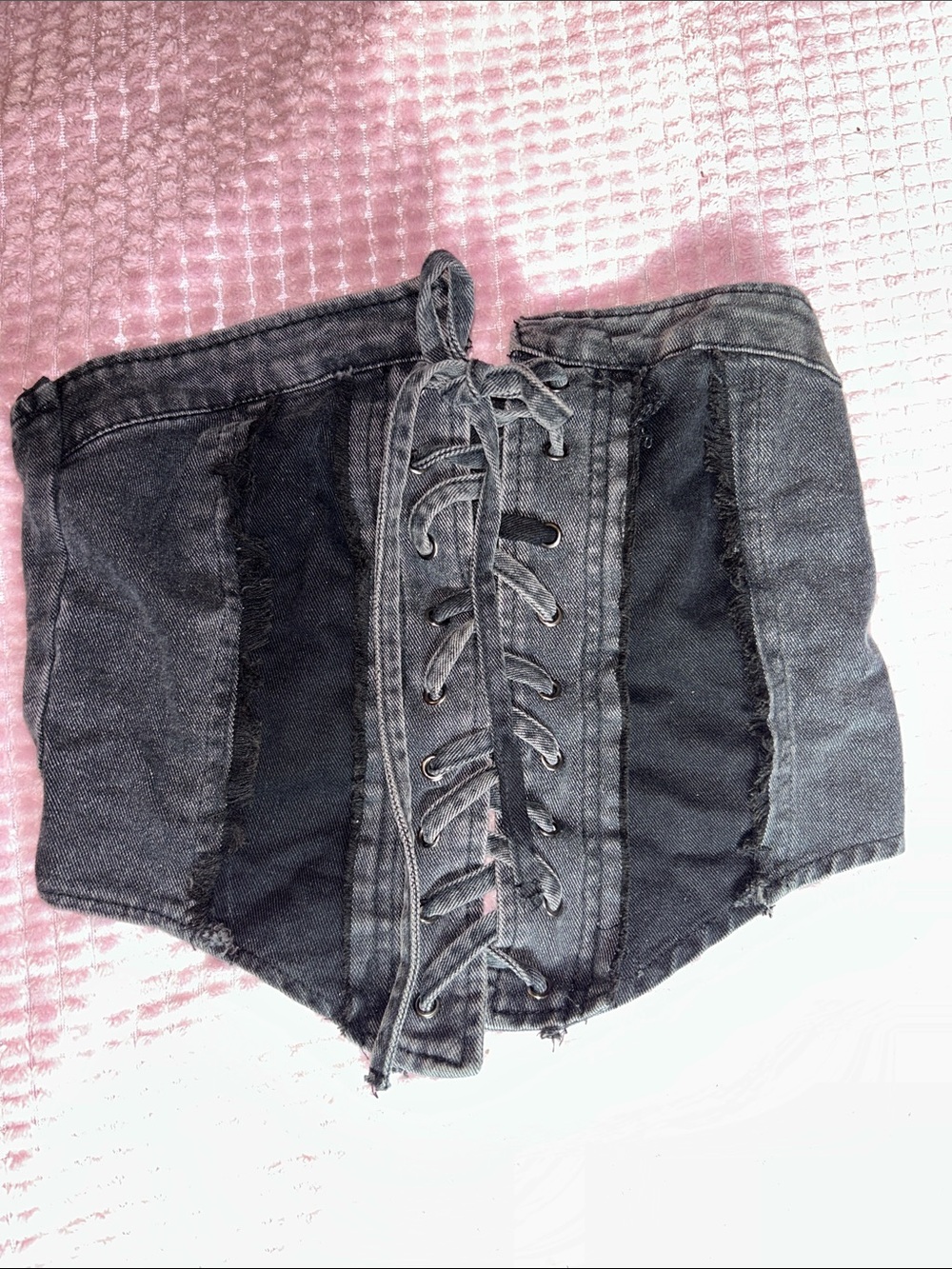 Denim black and grey tube top